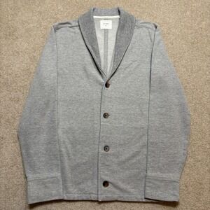 Billy Reid Cardigan Sweater Mens Medium Gray Cotton Blend Shawl Collar Knit